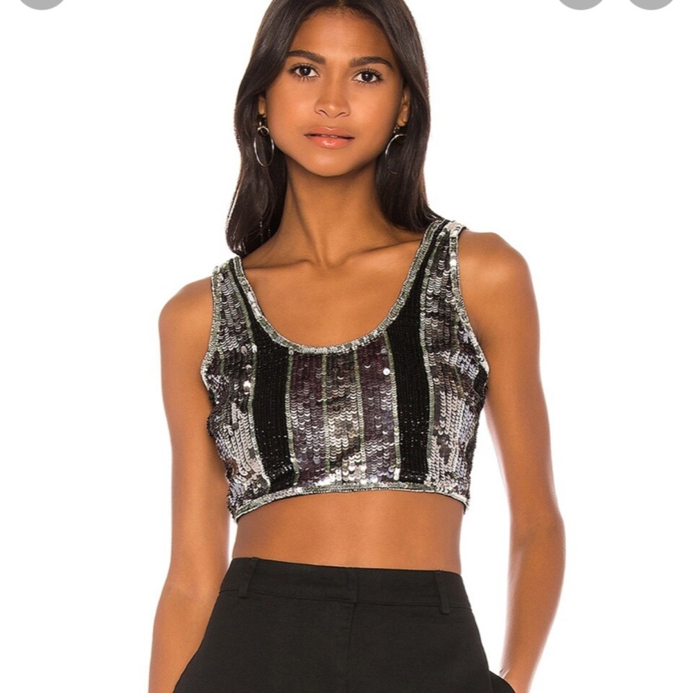 NBD Lena Embellished Top in Black Tonal